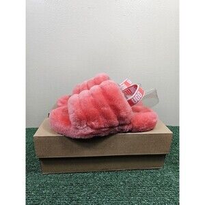 UGG Fluff Yeah Slide Pop Coral Kids Sandals Size 5 1098494K